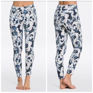 SPANX Blue and White Patterned Leggings
